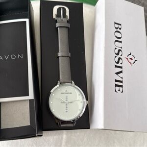 Boussivie Silver Watch with Gray Band